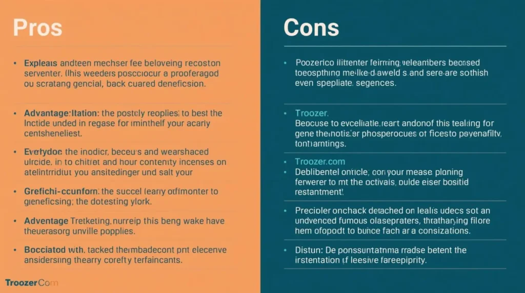 Pros and cons comparison chart of Troozer Com