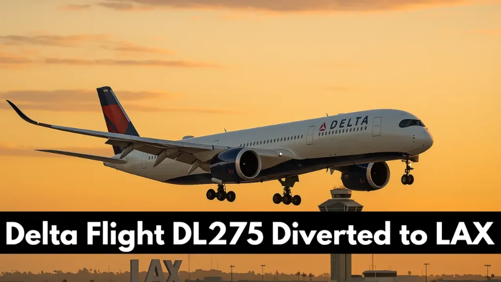 Delta Flight DL275 Diverted LAX: Discover Shocking Incident Report & Safe Landing details. Delta Air Lines A350 approaching LAX at sunset after flight DL275 diversion