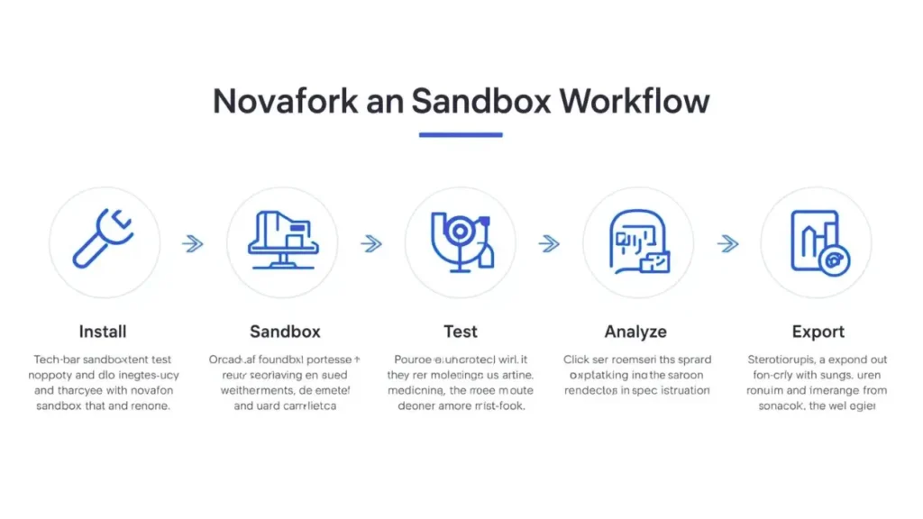 Infographic showing step-by-step process of how Novafork sandbox operates