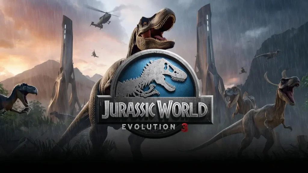 Jurassic World Evolution 3 – Release Date, Gameplay, Dinosaurs, and Everything We Know So Far Jurassic World Evolution 3 cinematic poster featuring roaring dinosaurs, jungle landscape, and epic lighting