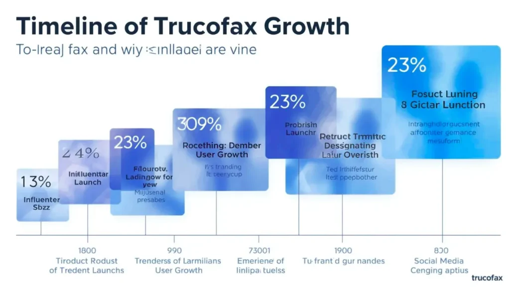 Timeline chart showing Trucofax’s growth and viral success.
