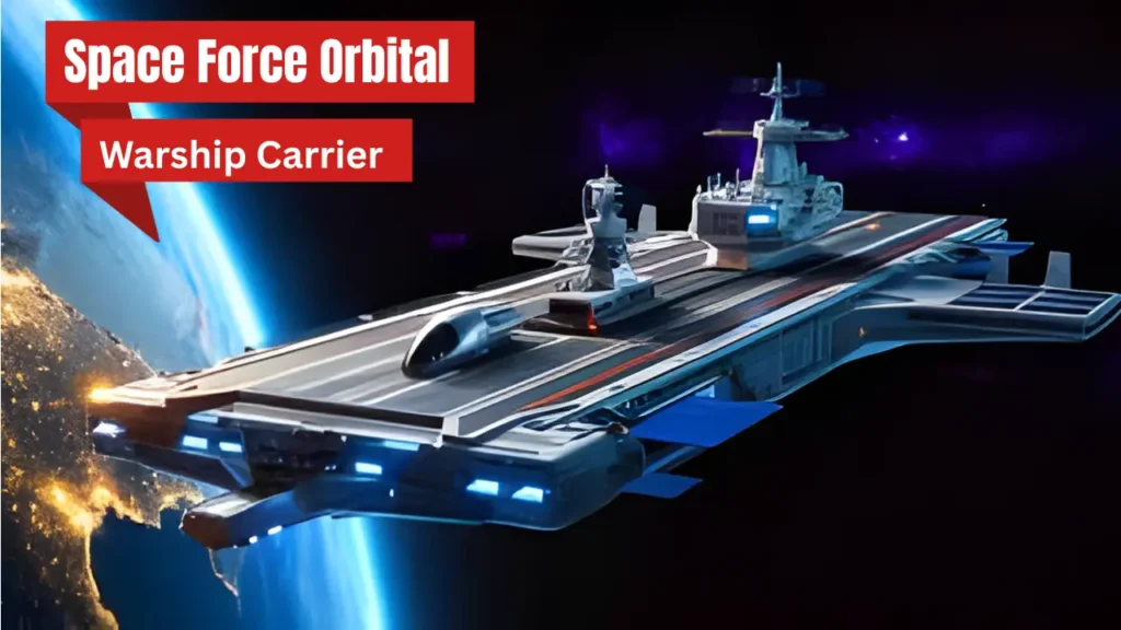 Space Force Orbital Warship Carrier hovering in Earth's orbit