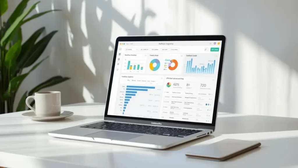 Modern workspace showing Candizi dashboard with task lists, charts, and workflow boards for improved productivity and team collaboration
